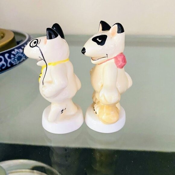 1987 Dog Bull Terrier Salt & Pepper Shakers Vintage - Picture 2 of 4